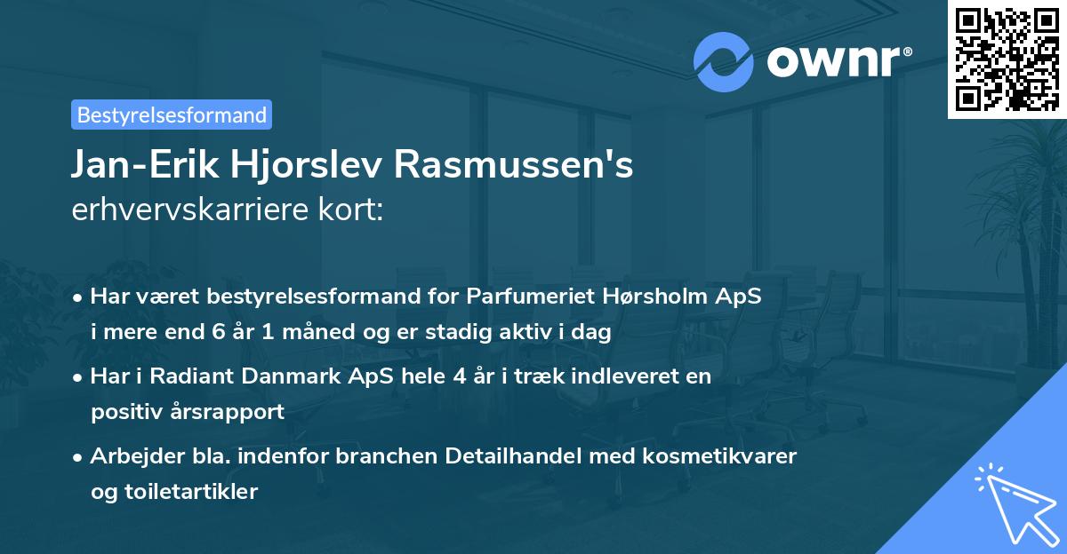 Jan-Erik Hjorslev Rasmussen's erhvervskarriere kort