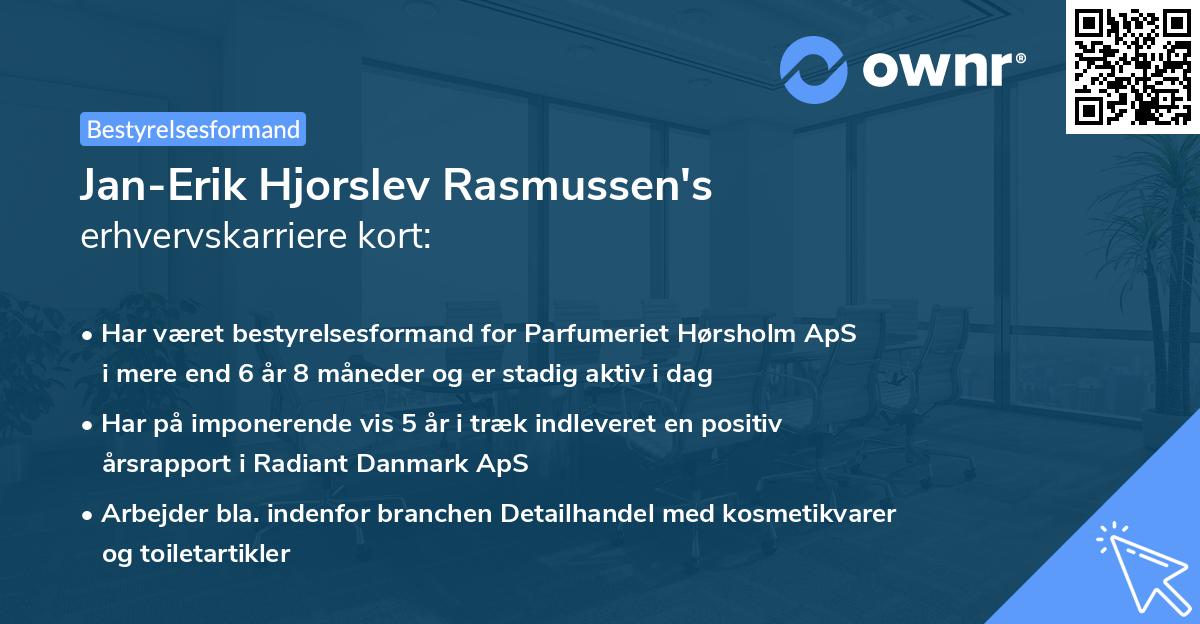 Jan-Erik Hjorslev Rasmussen's erhvervskarriere kort