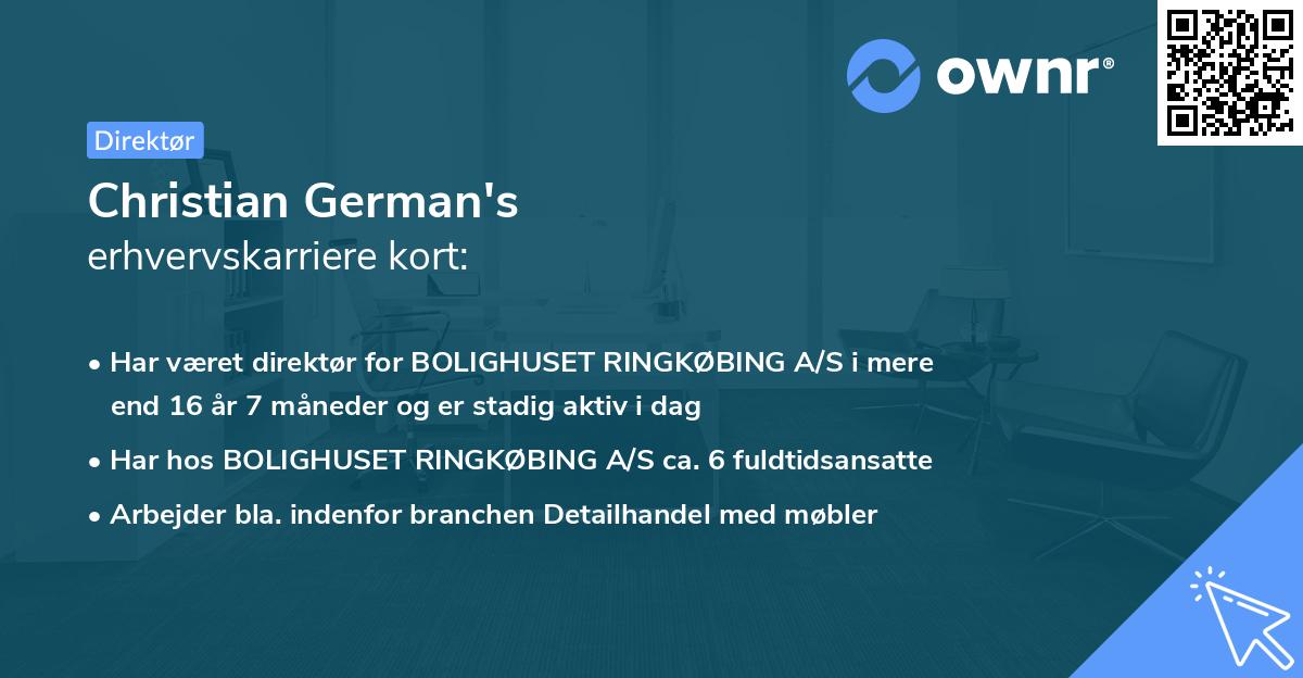 Christian German's erhvervskarriere kort