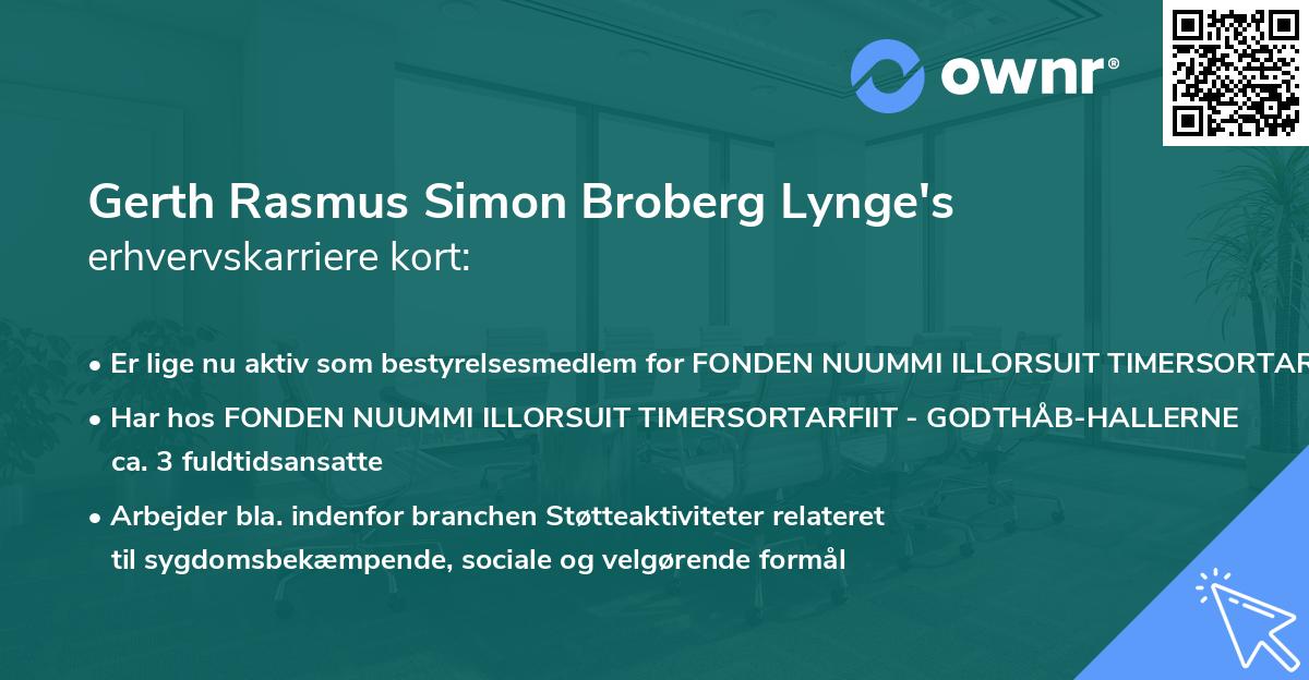 Gerth Rasmus Simon Broberg Lynge's erhvervskarriere kort