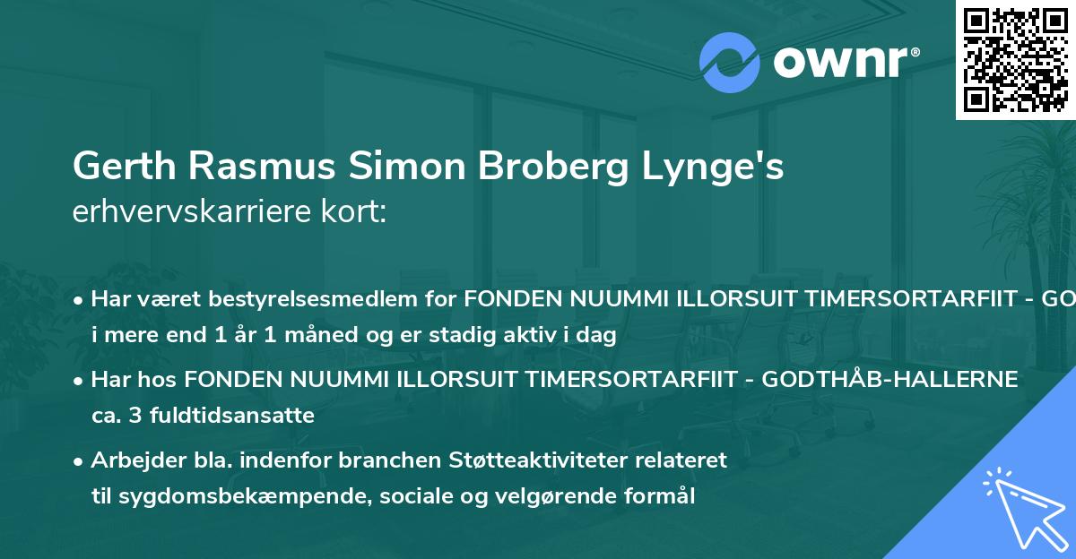 Gerth Rasmus Simon Broberg Lynge's erhvervskarriere kort