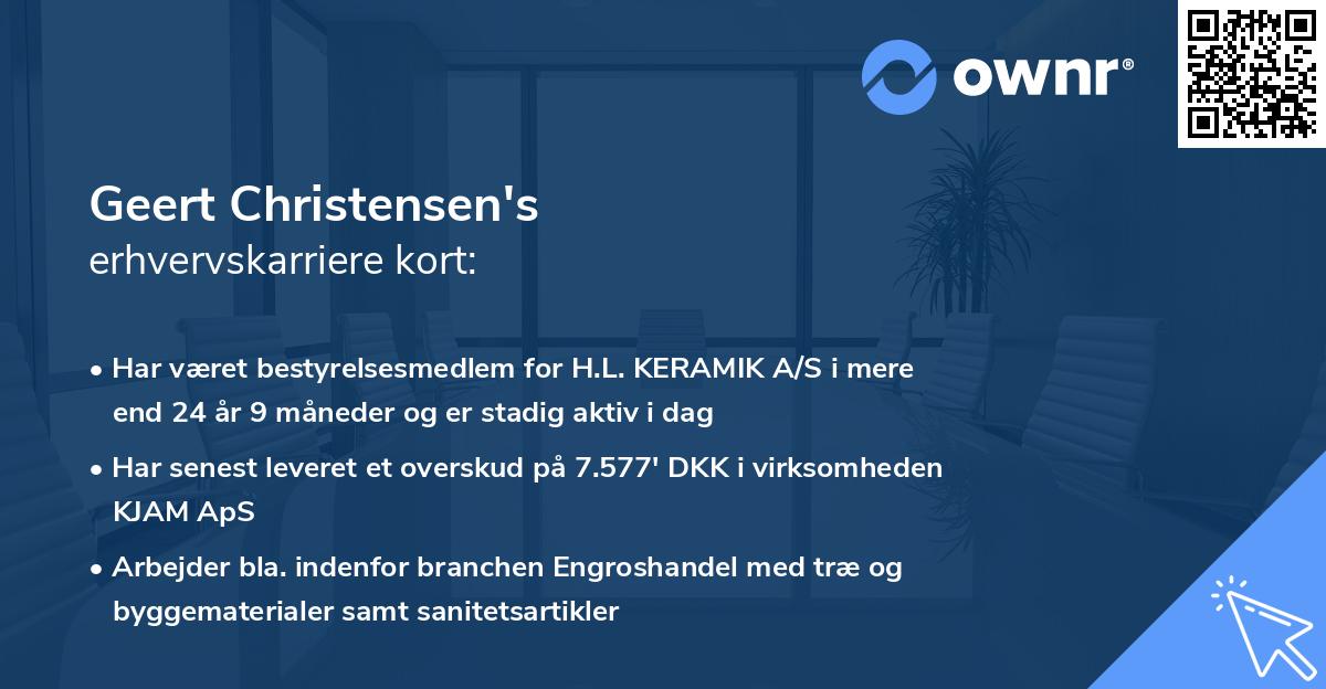 Geert Christensen's erhvervskarriere kort