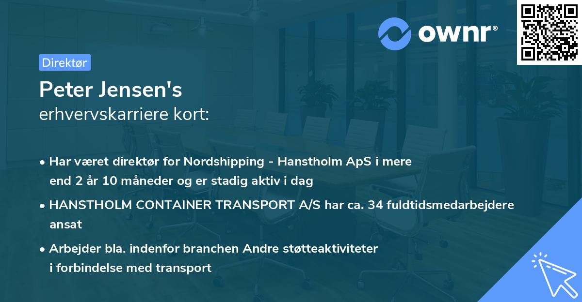 Peter Jensen's erhvervskarriere kort