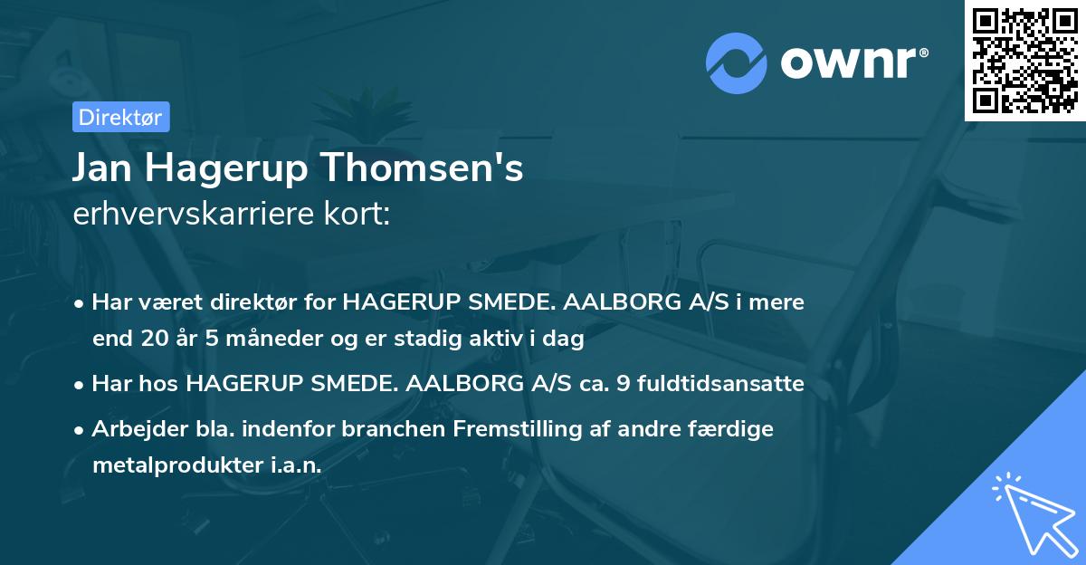Jan Hagerup Thomsen's erhvervskarriere kort