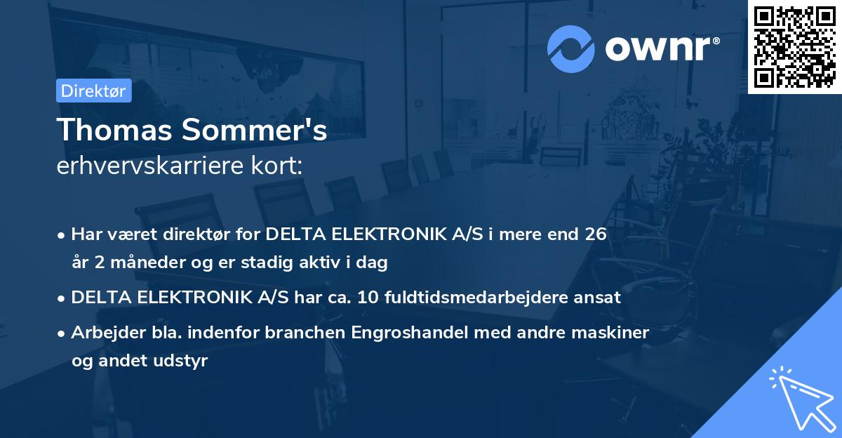 Thomas Sommer's erhvervskarriere kort