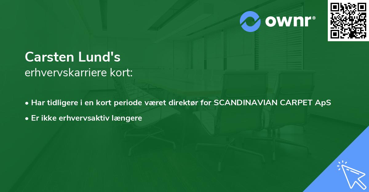 Carsten Lund's erhvervskarriere kort