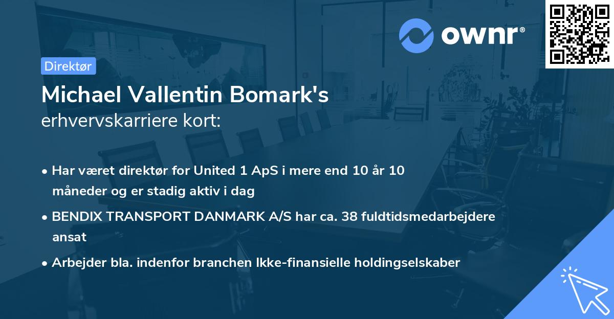 Michael Vallentin Bomark's erhvervskarriere kort