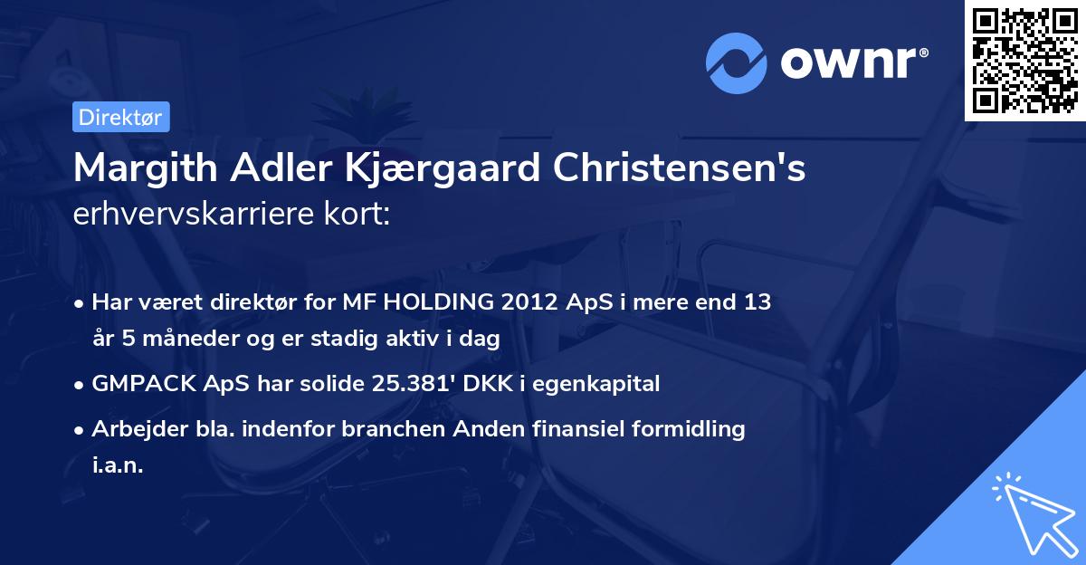 Margith Adler Kjærgaard Christensen's erhvervskarriere kort
