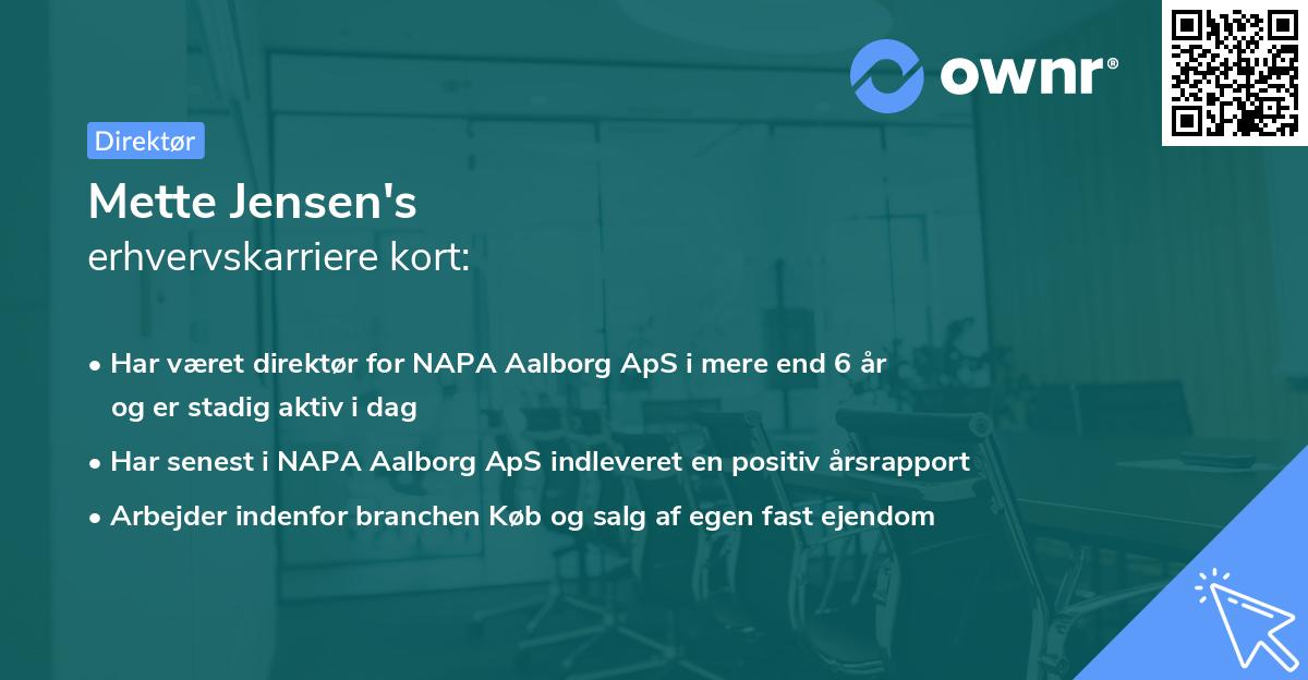 Mette Jensen's erhvervskarriere kort