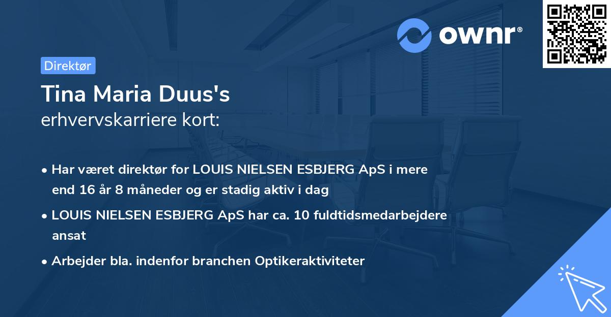 Tina Maria Duus's erhvervskarriere kort