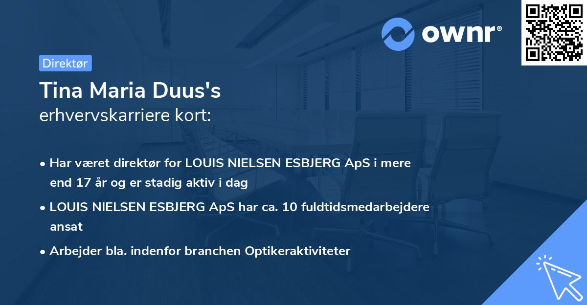 Tina Maria Duus's erhvervskarriere kort