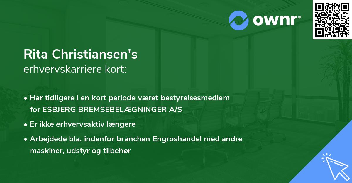 Rita Christiansen's erhvervskarriere kort