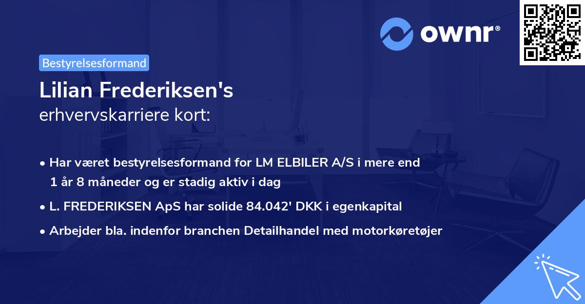 Lilian Frederiksen's erhvervskarriere kort