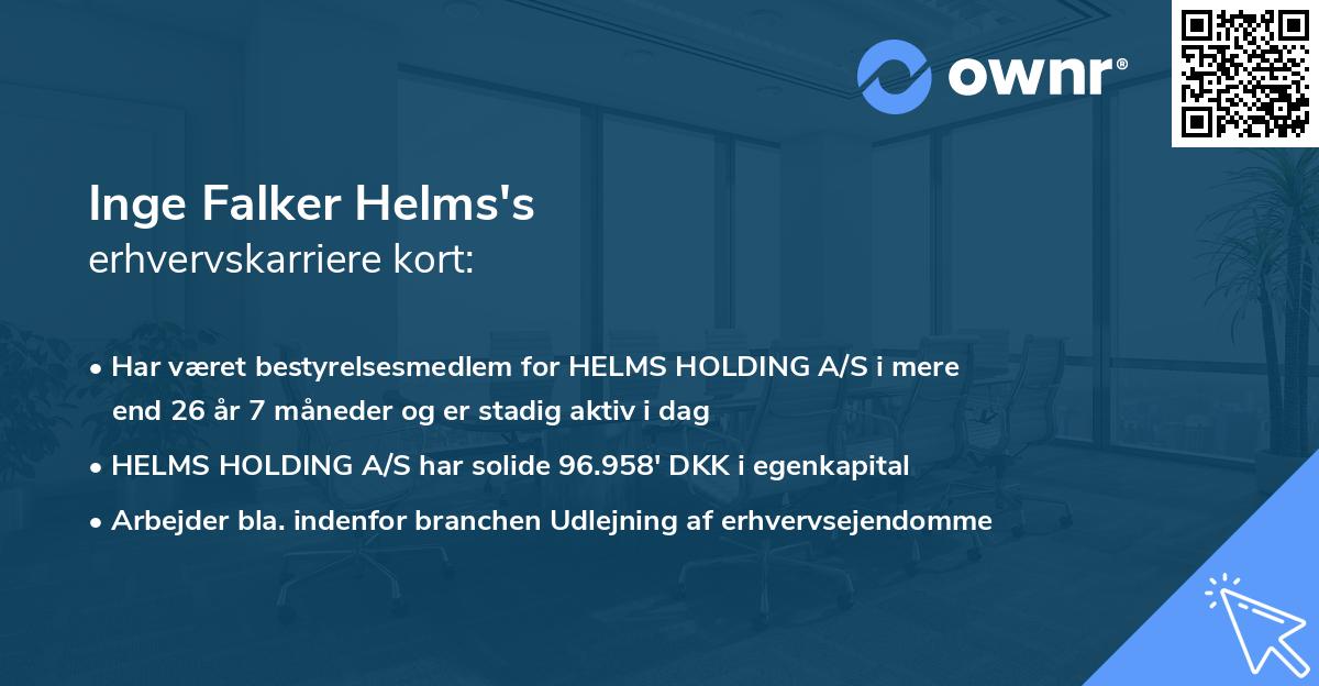 Inge Falker Helms's erhvervskarriere kort