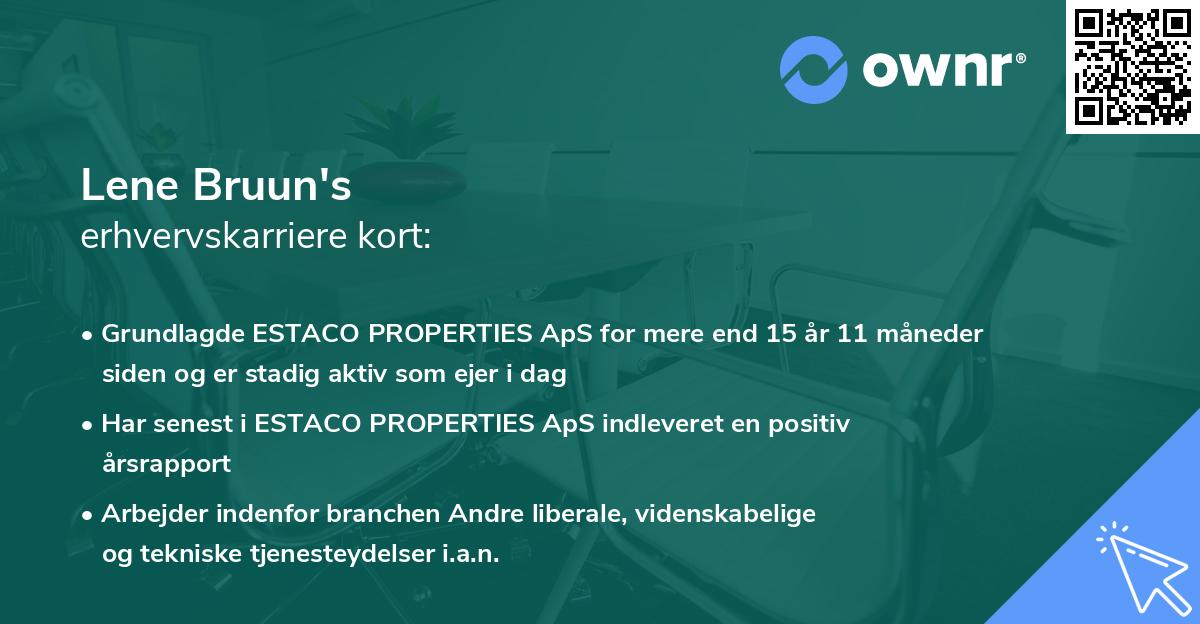 Lene Bruun's erhvervskarriere kort