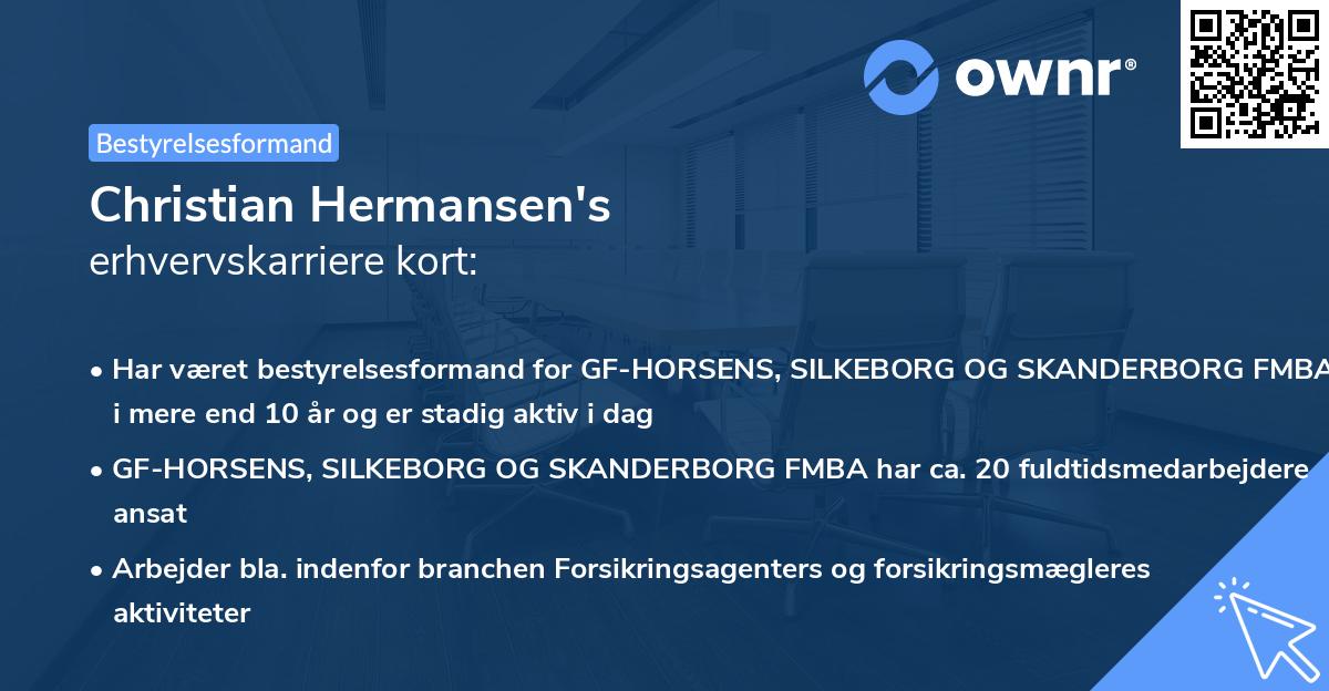 Christian Hermansen's erhvervskarriere kort