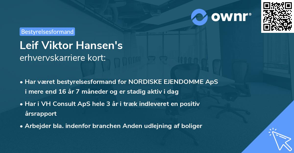 Leif Viktor Hansen's erhvervskarriere kort
