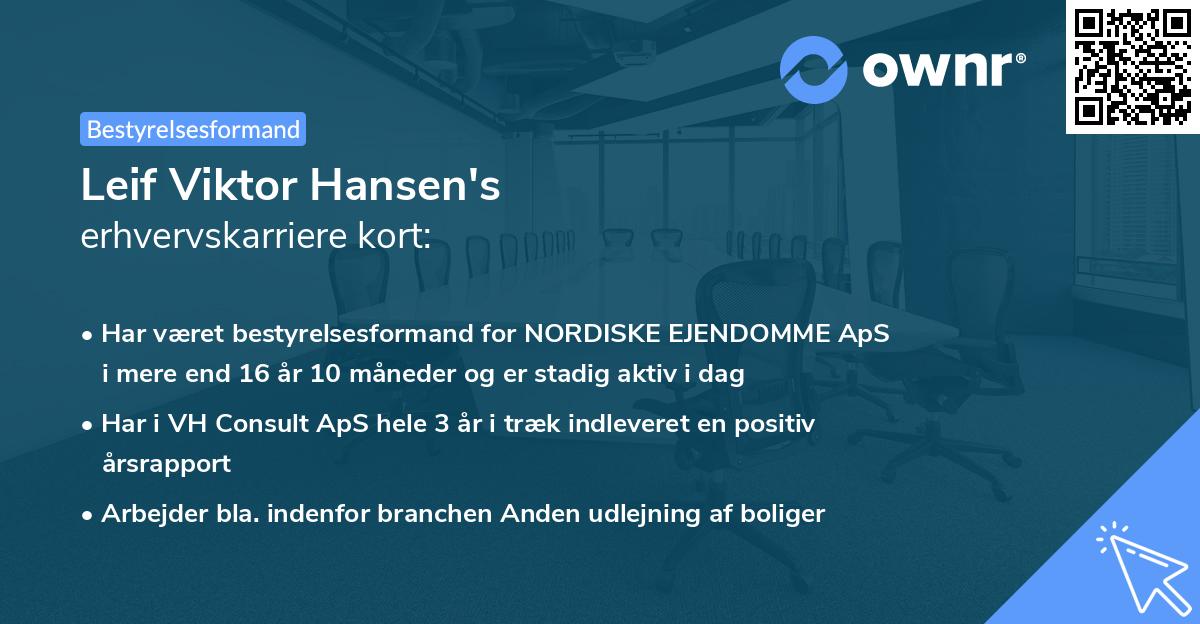 Leif Viktor Hansen's erhvervskarriere kort