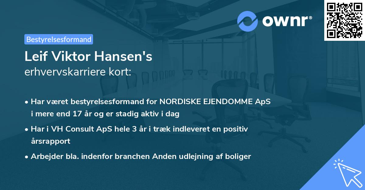 Leif Viktor Hansen's erhvervskarriere kort