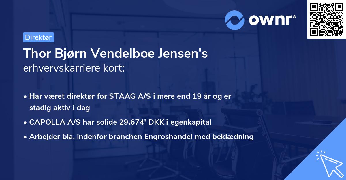 Thor Bjørn Vendelboe Jensen's erhvervskarriere kort