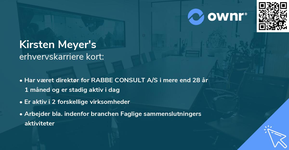 Kirsten Meyer's erhvervskarriere kort
