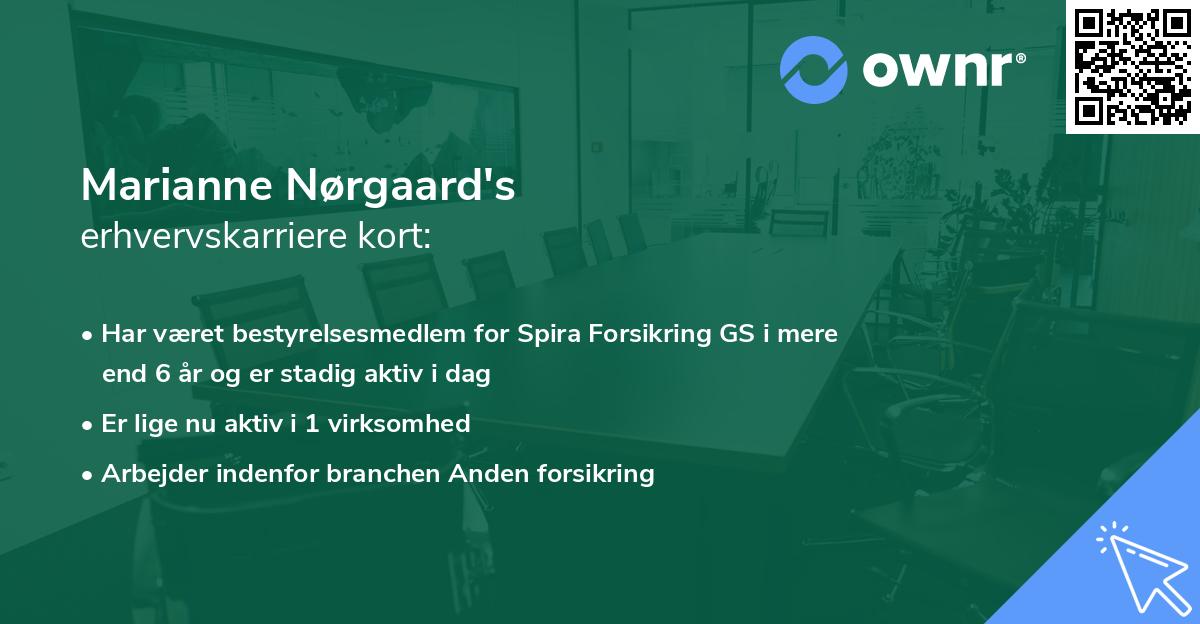 Marianne Nørgaard's erhvervskarriere kort