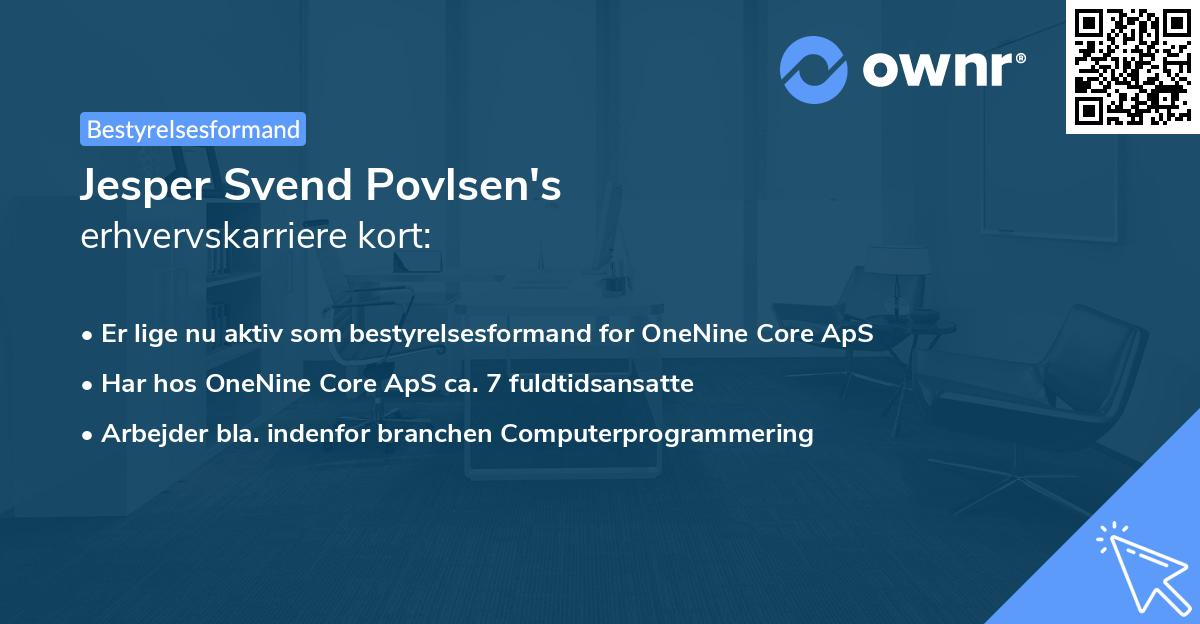 Jesper Svend Povlsen's erhvervskarriere kort