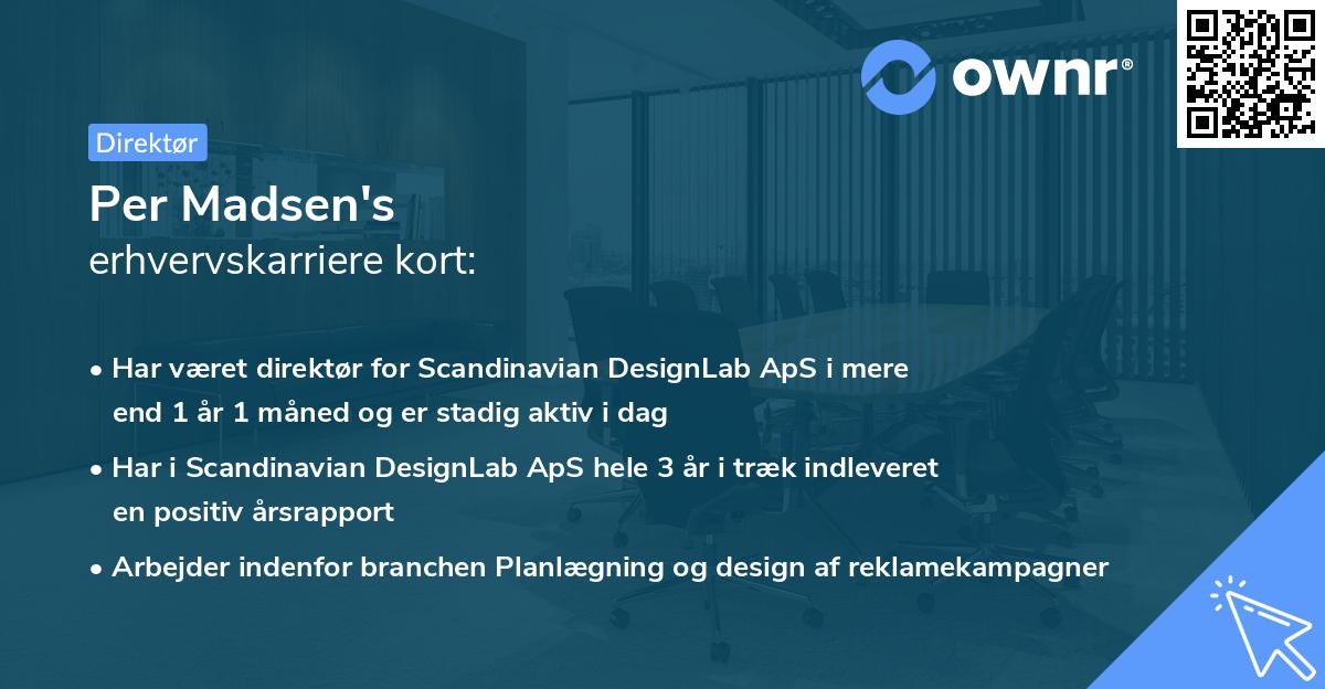 Per Madsen's erhvervskarriere kort