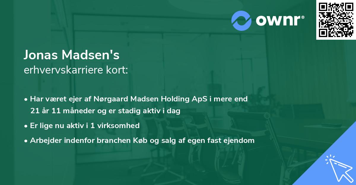 Jonas Madsen's erhvervskarriere kort