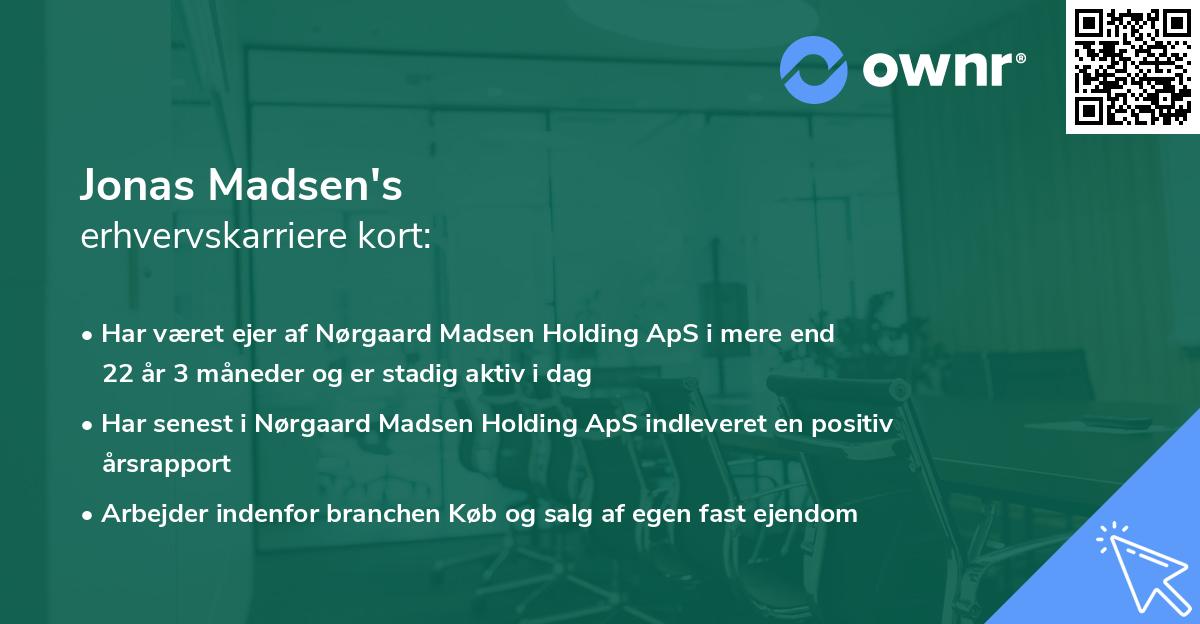 Jonas Madsen's erhvervskarriere kort