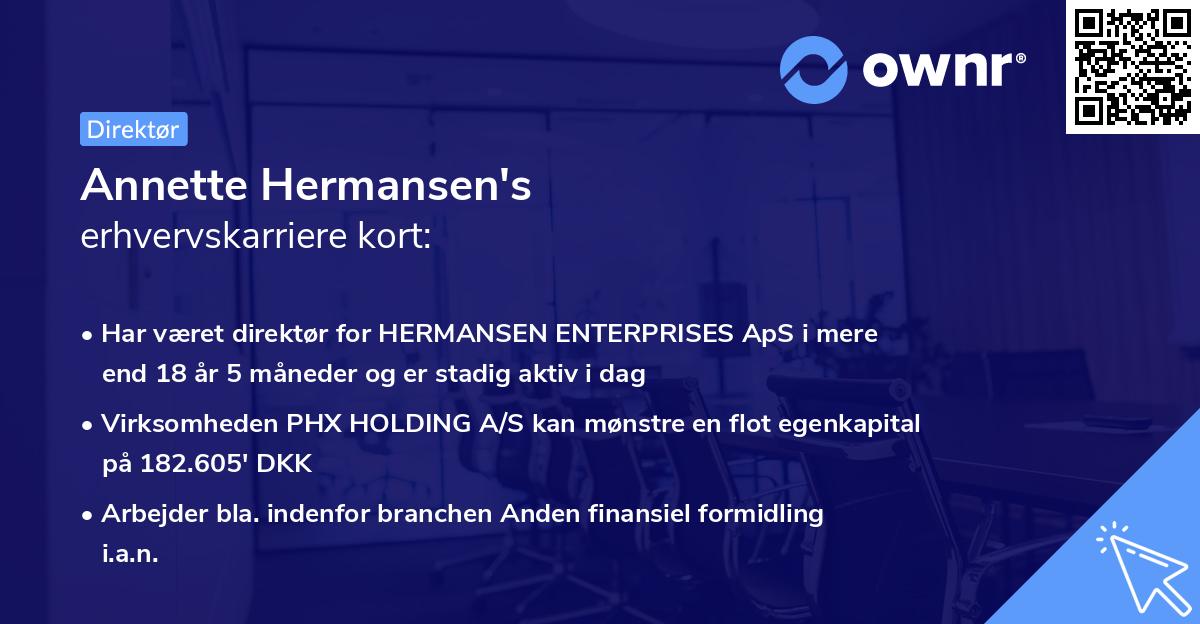 Annette Hermansen's erhvervskarriere kort