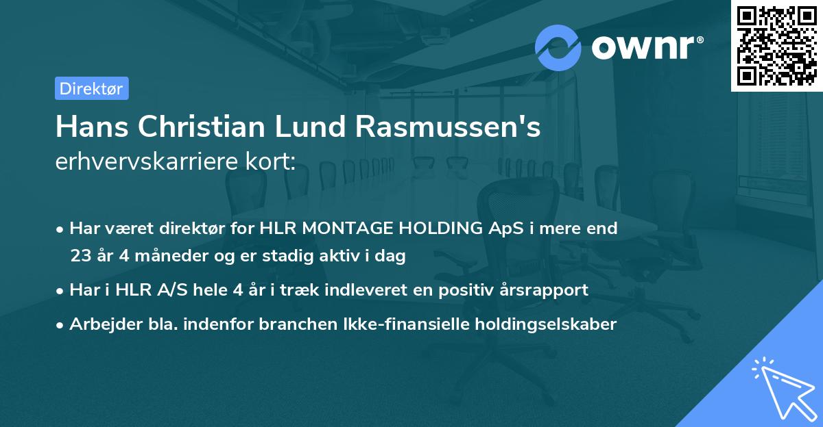 Hans Christian Lund Rasmussen's erhvervskarriere kort