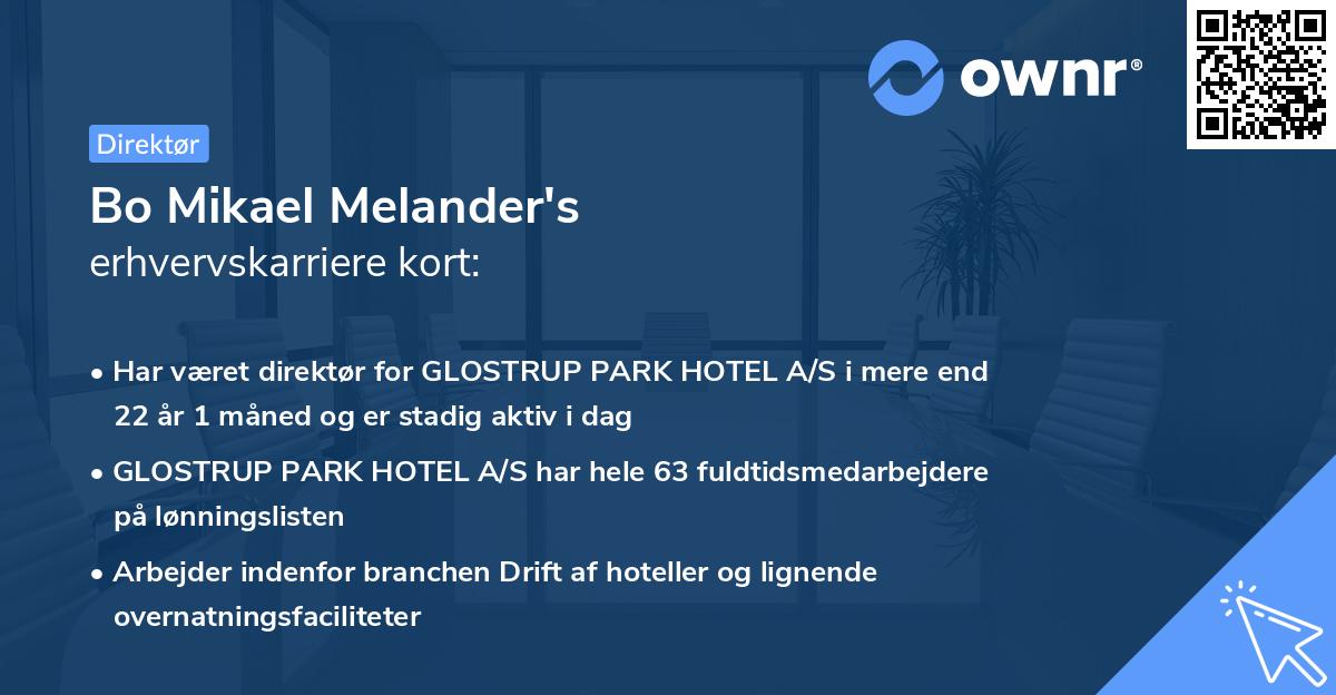 Bo Mikael Melander's erhvervskarriere kort