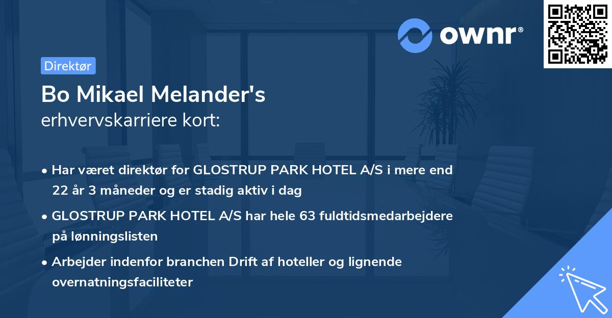 Bo Mikael Melander's erhvervskarriere kort