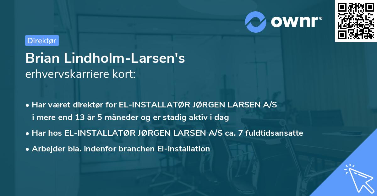 Brian Lindholm-Larsen's erhvervskarriere kort