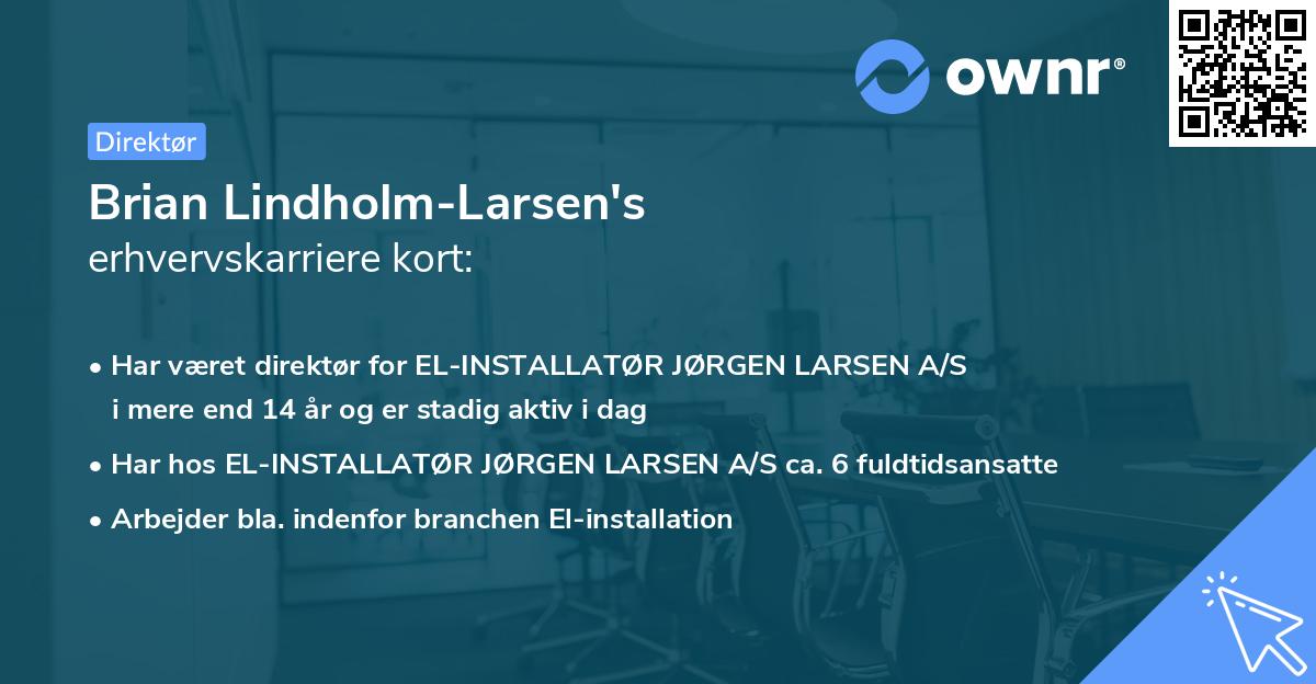 Brian Lindholm-Larsen's erhvervskarriere kort