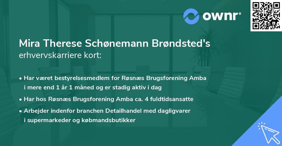 Mira Therese Schønemann Brøndsted's erhvervskarriere kort