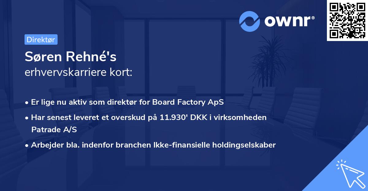 Søren Rehné's erhvervskarriere kort