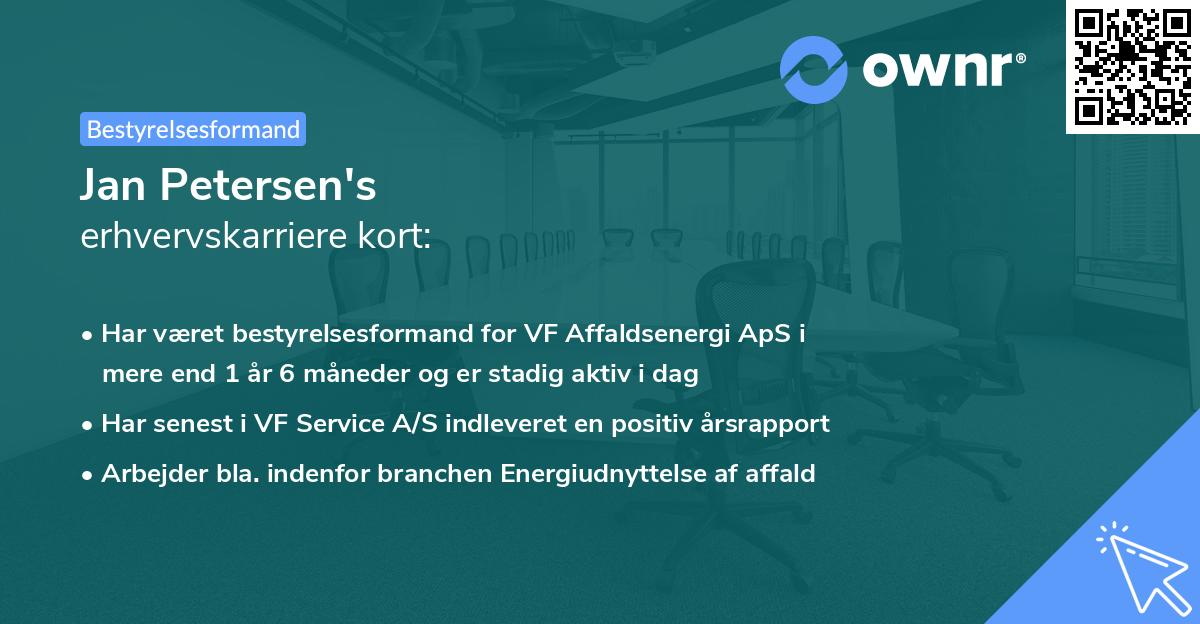Jan Petersen's erhvervskarriere kort