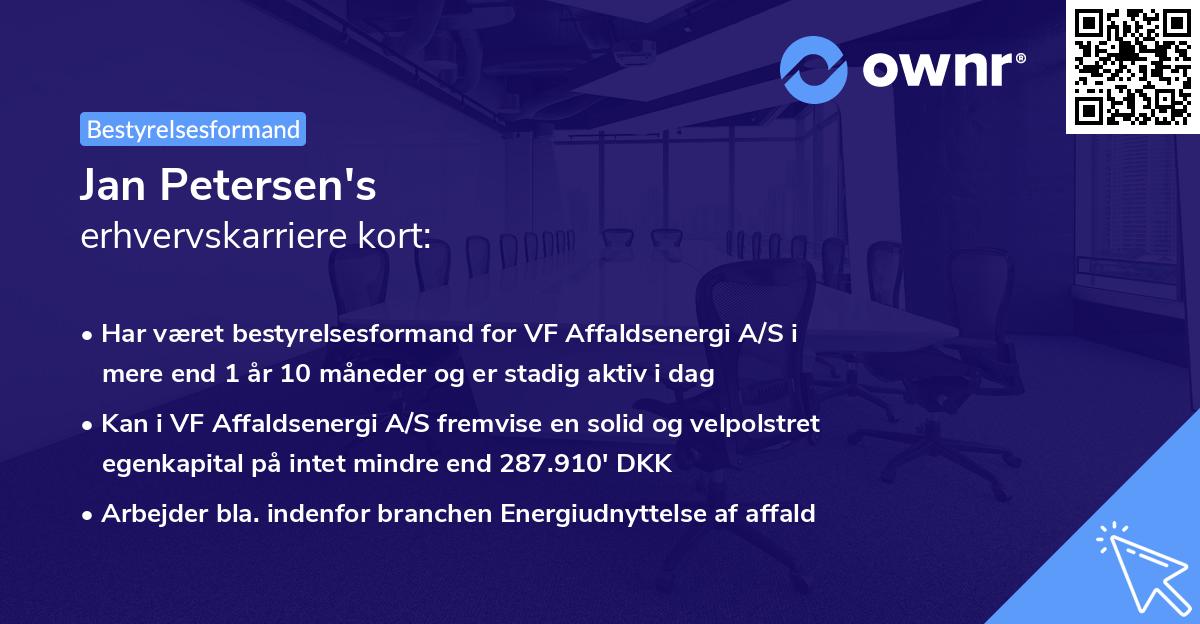 Jan Petersen's erhvervskarriere kort