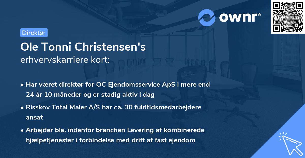 Ole Tonni Christensen's erhvervskarriere kort