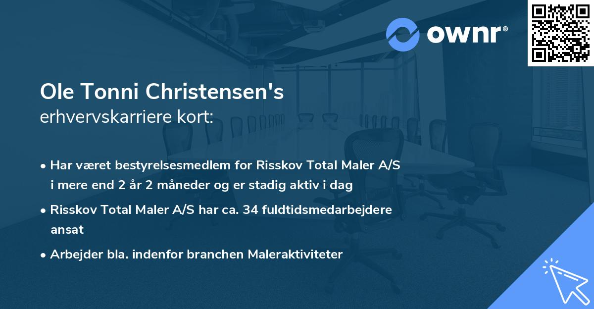 Ole Tonni Christensen's erhvervskarriere kort
