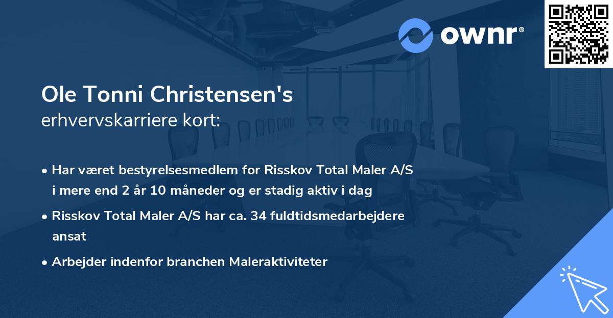Ole Tonni Christensen's erhvervskarriere kort