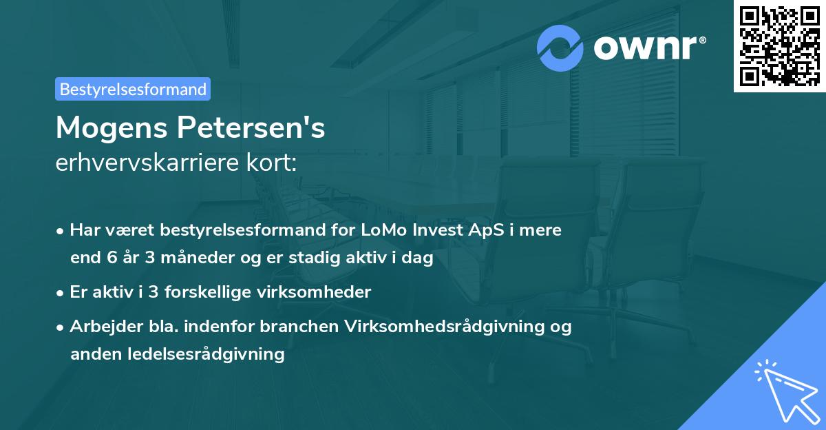 Mogens Petersen's erhvervskarriere kort