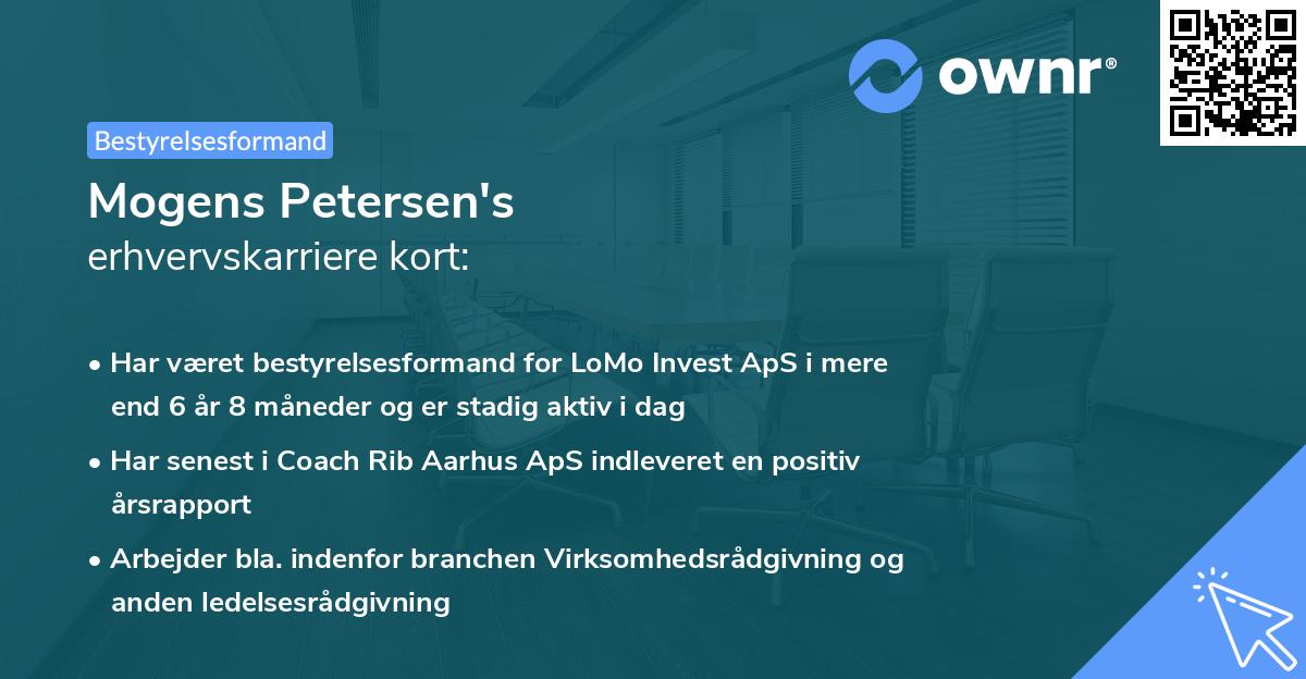 Mogens Petersen's erhvervskarriere kort