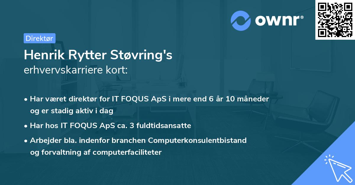 Henrik Rytter Støvring's erhvervskarriere kort