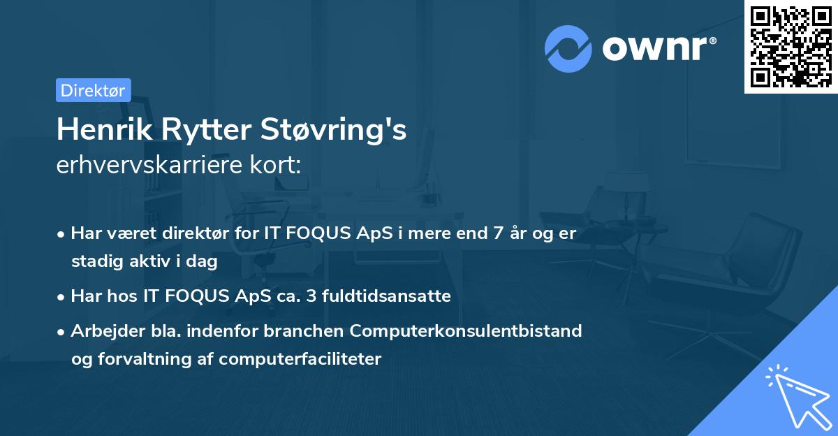 Henrik Rytter Støvring's erhvervskarriere kort