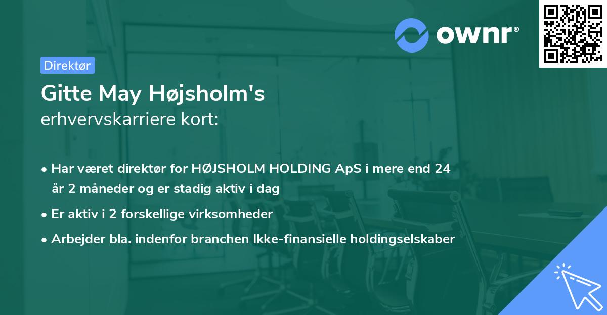 Gitte May Højsholm's erhvervskarriere kort