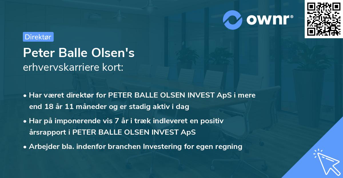 Peter Balle Olsen's erhvervskarriere kort