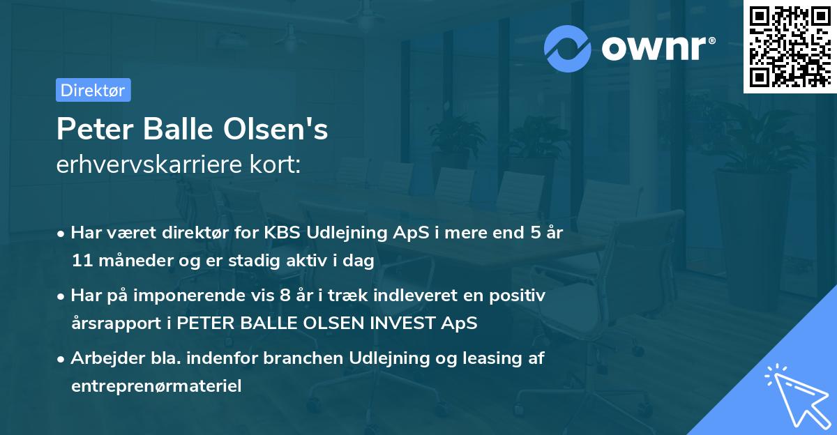 Peter Balle Olsen's erhvervskarriere kort